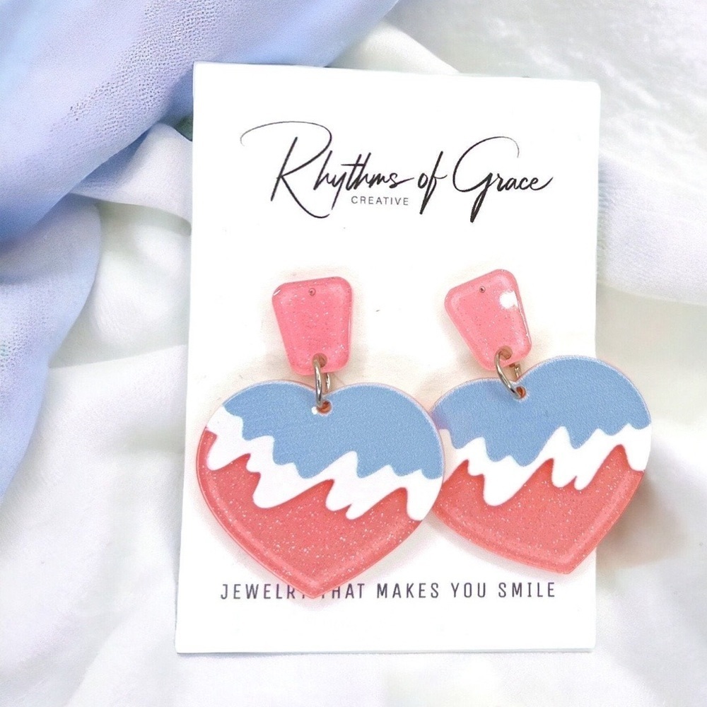 Pop the Surprise: Sparkling Gender Reveal Stud Earrings for Moms-to-Be! NWT